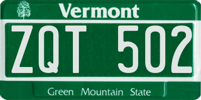 VT license plate ZQT502