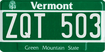 VT license plate ZQT503