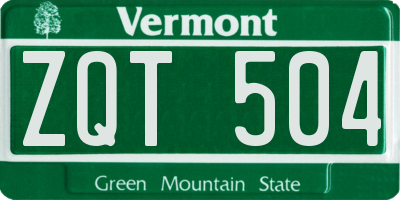 VT license plate ZQT504