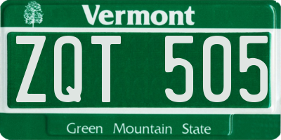 VT license plate ZQT505