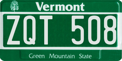 VT license plate ZQT508