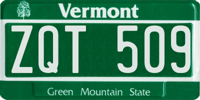 VT license plate ZQT509