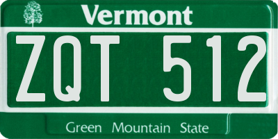 VT license plate ZQT512