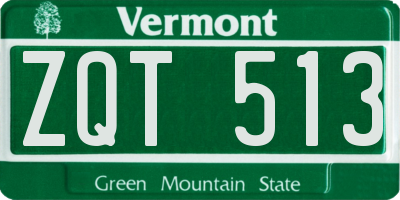 VT license plate ZQT513