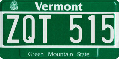 VT license plate ZQT515