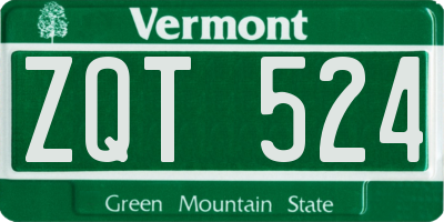 VT license plate ZQT524