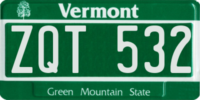 VT license plate ZQT532