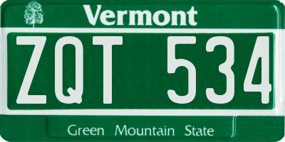 VT license plate ZQT534