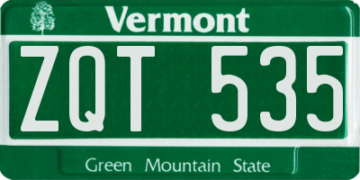 VT license plate ZQT535