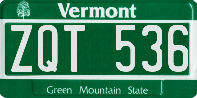 VT license plate ZQT536