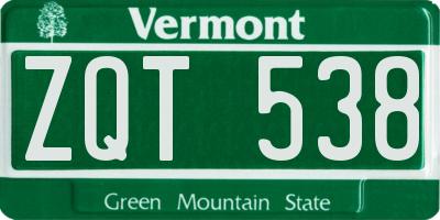 VT license plate ZQT538