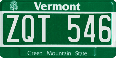 VT license plate ZQT546