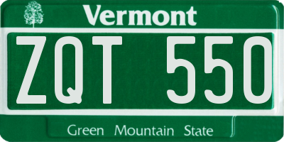 VT license plate ZQT550