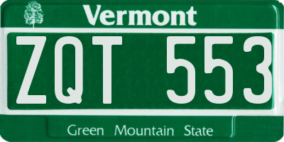 VT license plate ZQT553