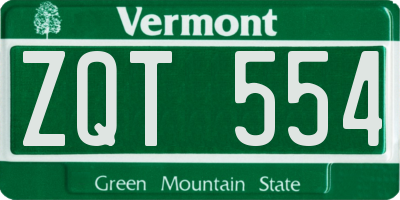 VT license plate ZQT554