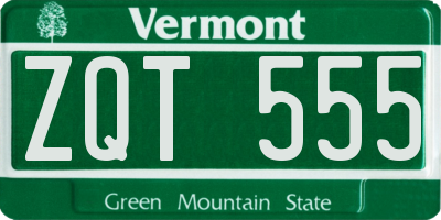 VT license plate ZQT555