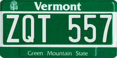 VT license plate ZQT557