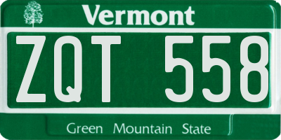 VT license plate ZQT558