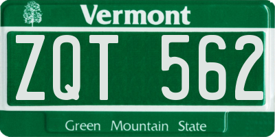VT license plate ZQT562