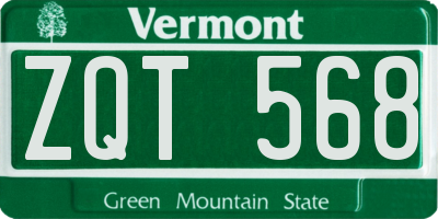 VT license plate ZQT568