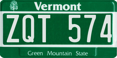 VT license plate ZQT574