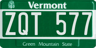 VT license plate ZQT577