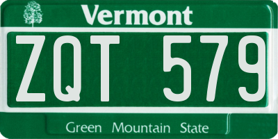 VT license plate ZQT579