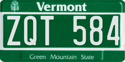 VT license plate ZQT584