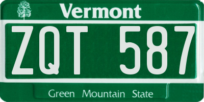 VT license plate ZQT587