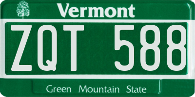 VT license plate ZQT588