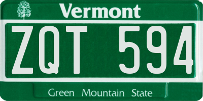 VT license plate ZQT594