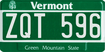 VT license plate ZQT596