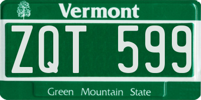 VT license plate ZQT599