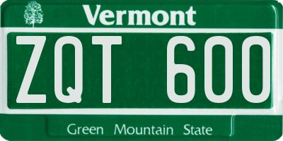VT license plate ZQT600