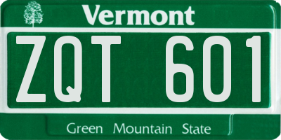 VT license plate ZQT601