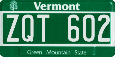 VT license plate ZQT602