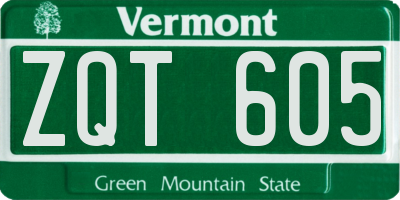 VT license plate ZQT605