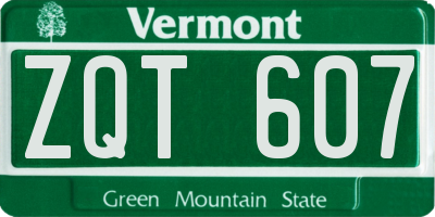 VT license plate ZQT607