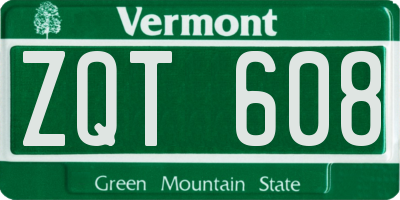 VT license plate ZQT608