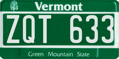 VT license plate ZQT633