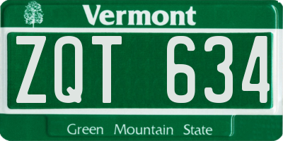 VT license plate ZQT634