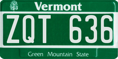 VT license plate ZQT636