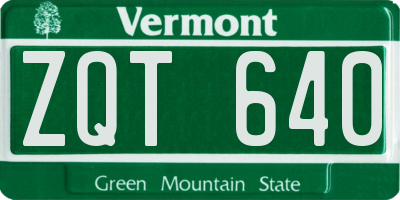 VT license plate ZQT640