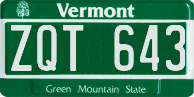 VT license plate ZQT643
