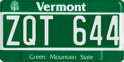 VT license plate ZQT644