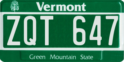 VT license plate ZQT647