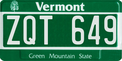 VT license plate ZQT649