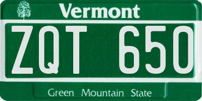 VT license plate ZQT650