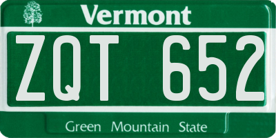 VT license plate ZQT652