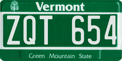 VT license plate ZQT654